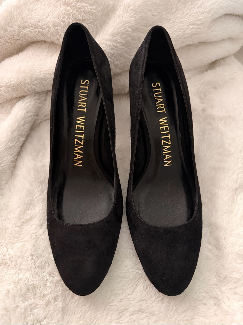 Stuart Weitzman Black Suede Pointed-Toe Pumps
